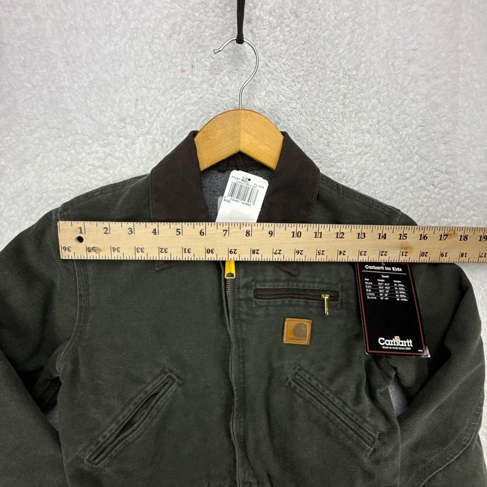 Carhartt Detroit Jacket Fleece Lined Youth Medium (8) YYJ97 MOS Green‎ NWT NOS